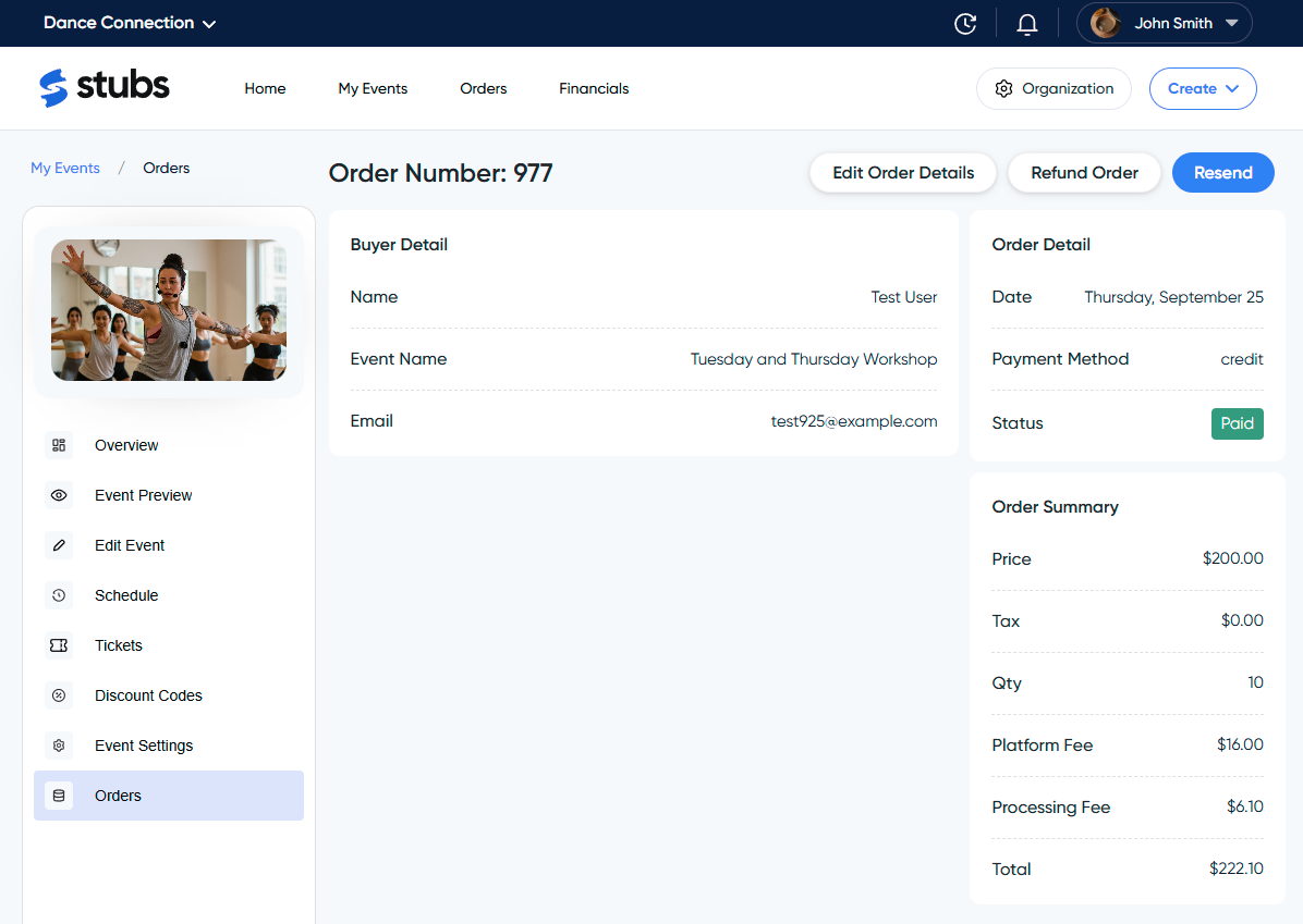 Order details