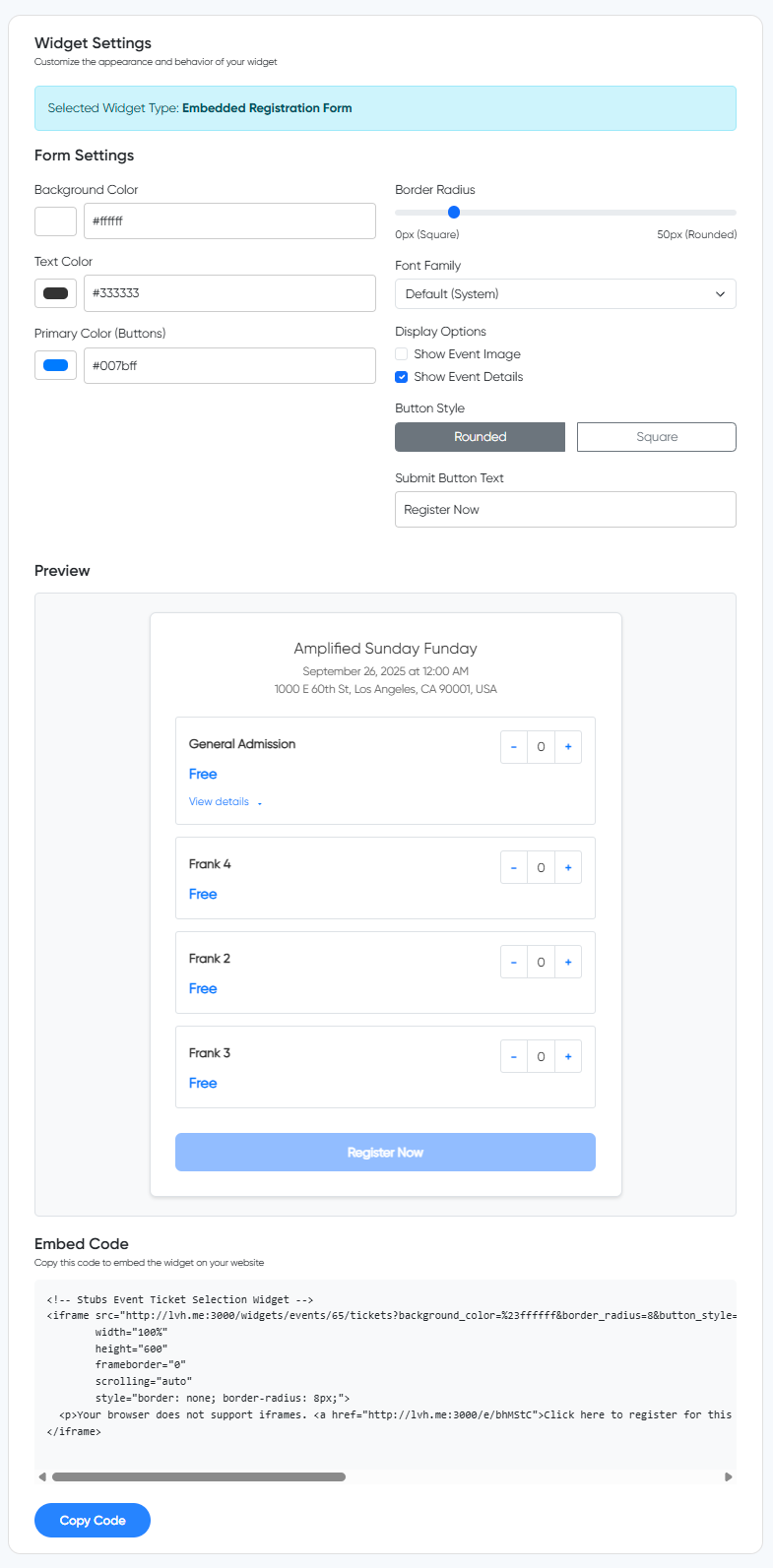 Widget Configuration